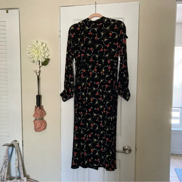 Incredible Bus Stop x Joanie Black Patterned Midi Dress - Picture 8 of 11